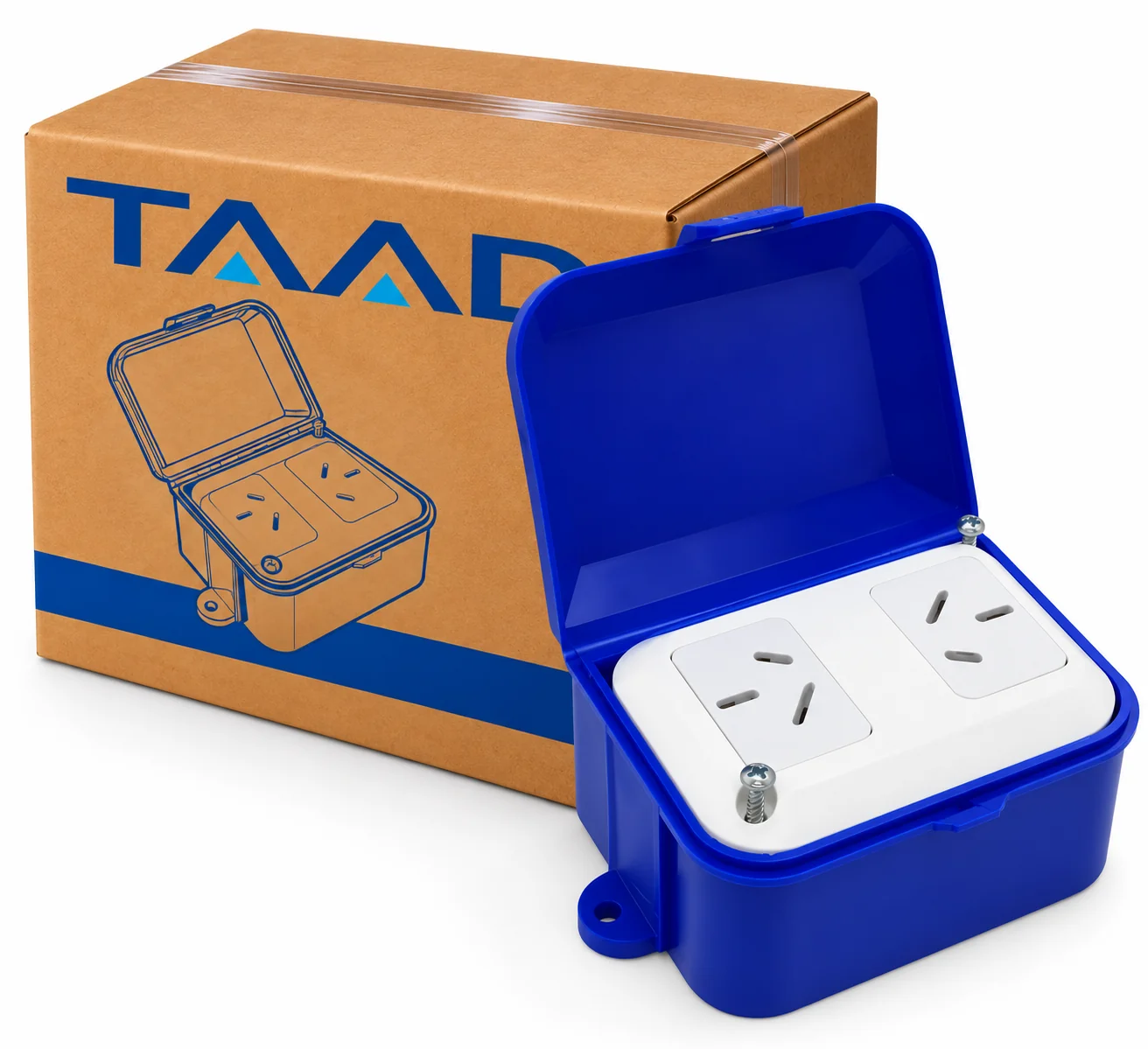 CAJA CAPSULADA EXTERIOR 2 TOMACORRIENTES AZUL